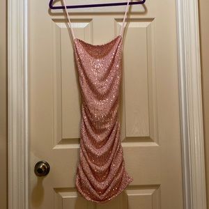 Crisscross backless Sequin Dress SZ M